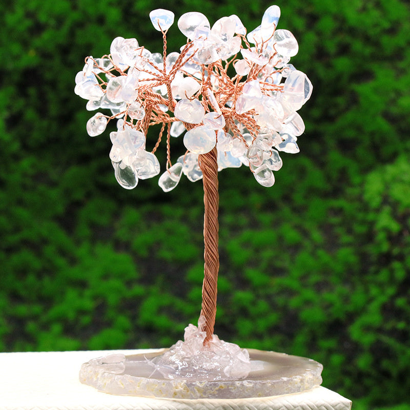 Image of Natural Crystal Lucky Tree with Cluster Base for Home Decoration, White