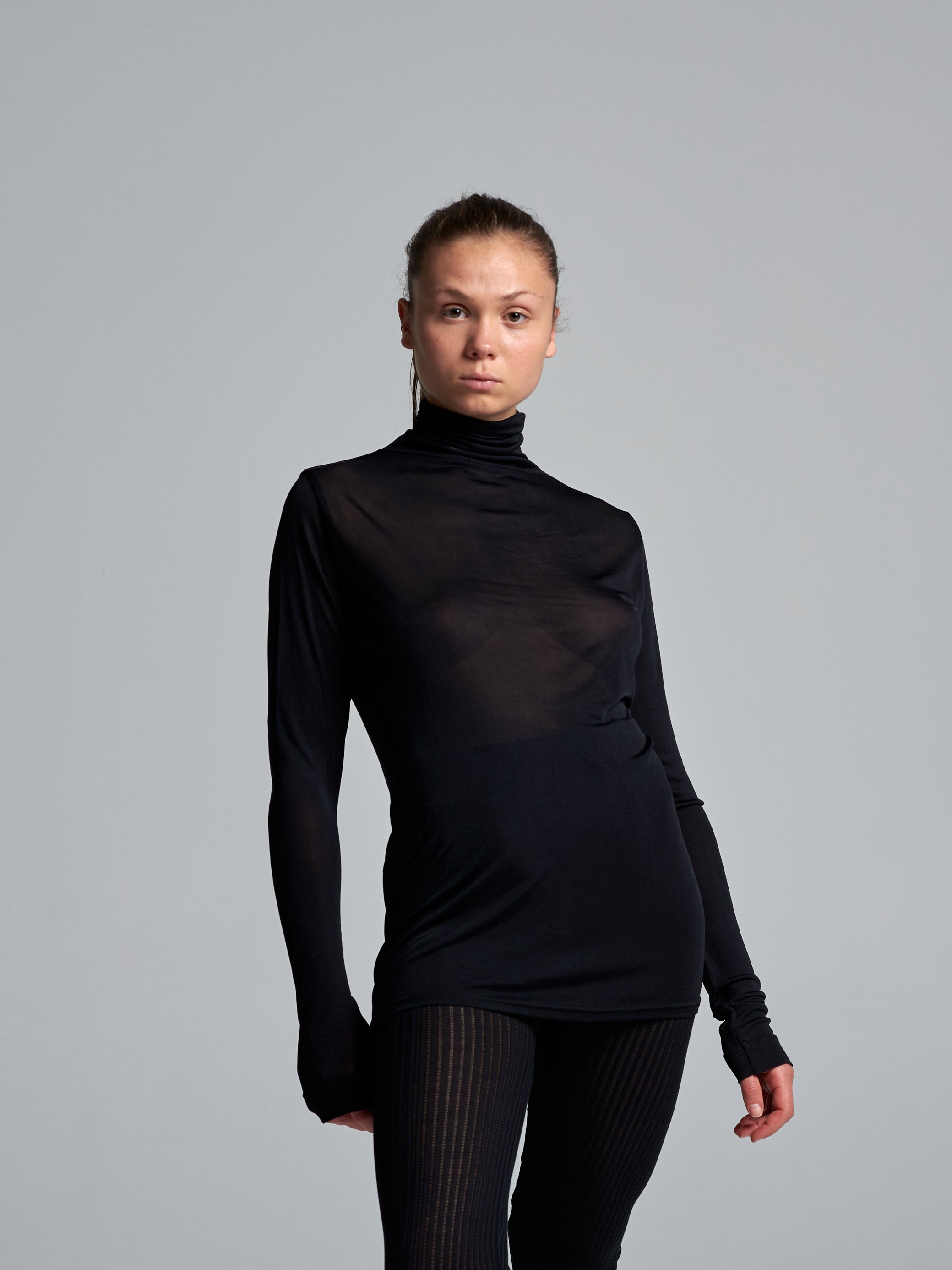 Billede af Sheer Roll Neck | Silke - Sort - S/M