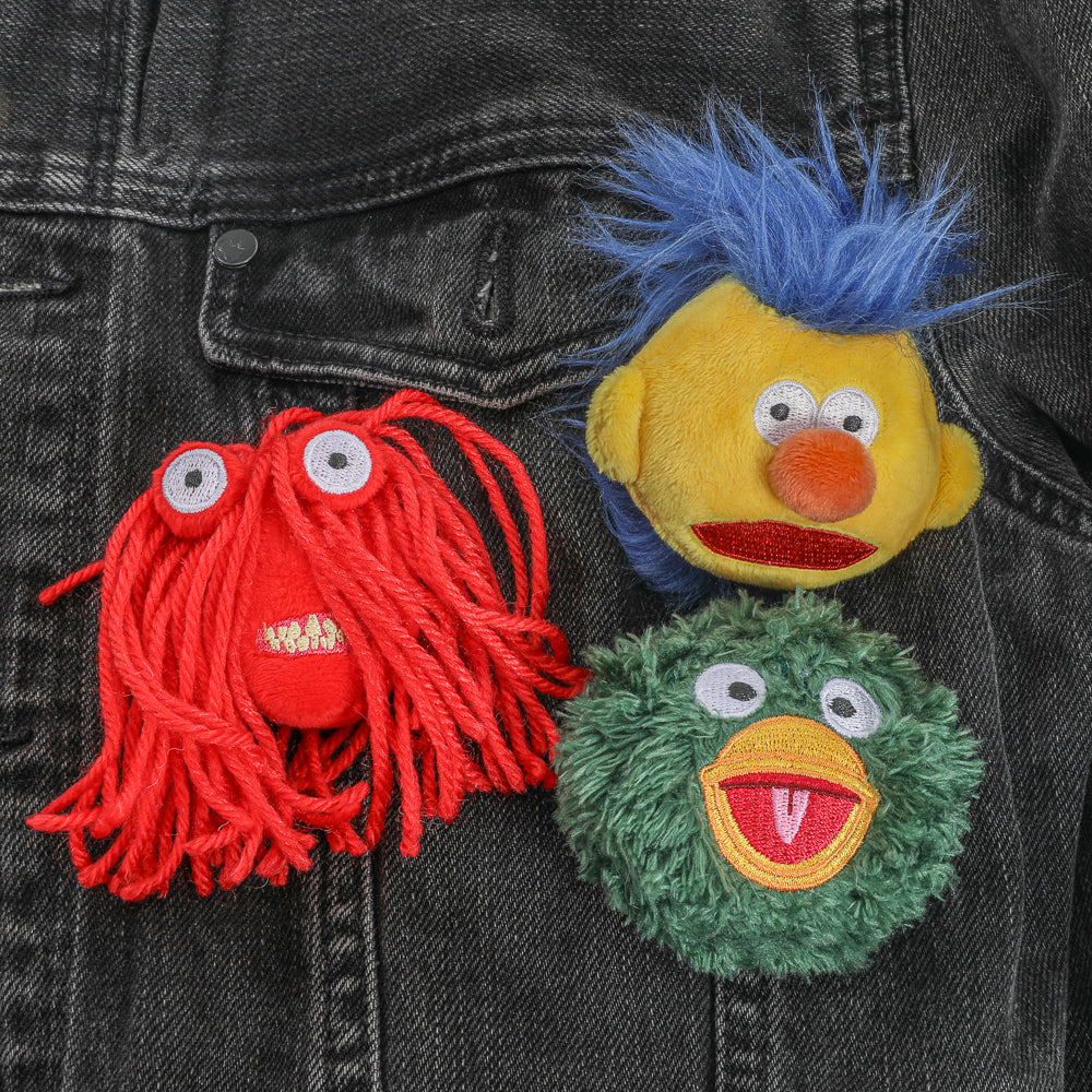 Don't Hug Me I'm Scared - Green Duck, Red Guy & Yellow Guy Plush Pins 3-Pack (PRE-ORDER)