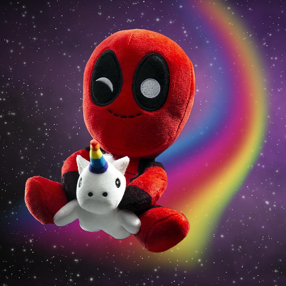 deadpool riding a unicorn plush