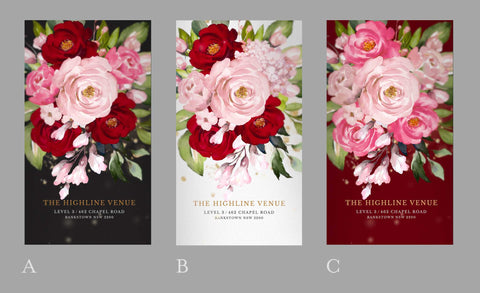 Floral bouquet options. with different colours being compared side by side