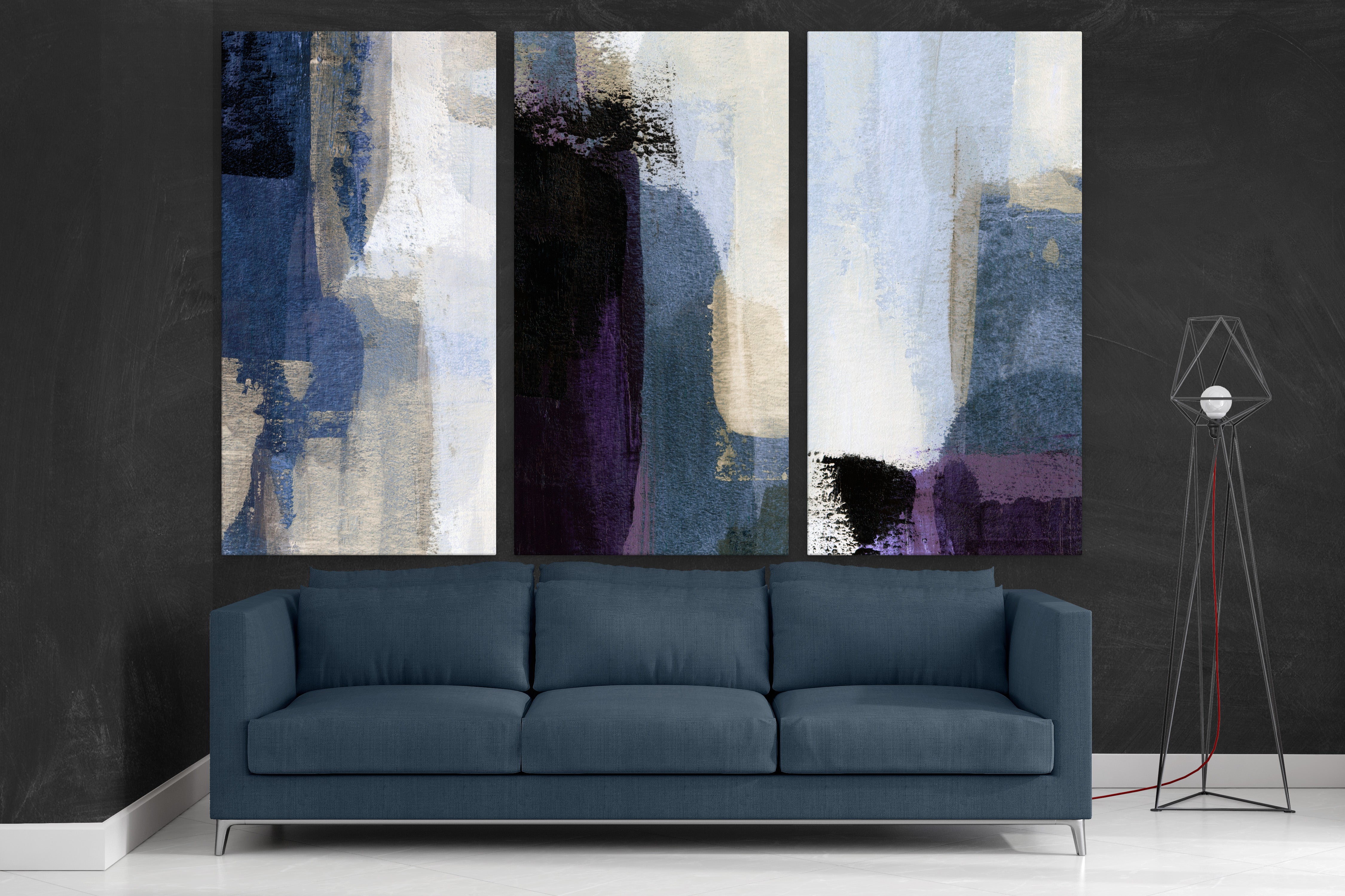 Abstract Minimalist Canvas Print in Blue and Purple, Minimalist Wall Art Set, Scandinavian Wall Art, Nordic Art, Modern Wall Art Prints Set