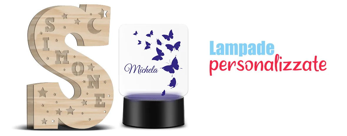 lampada in legno led personalizzata