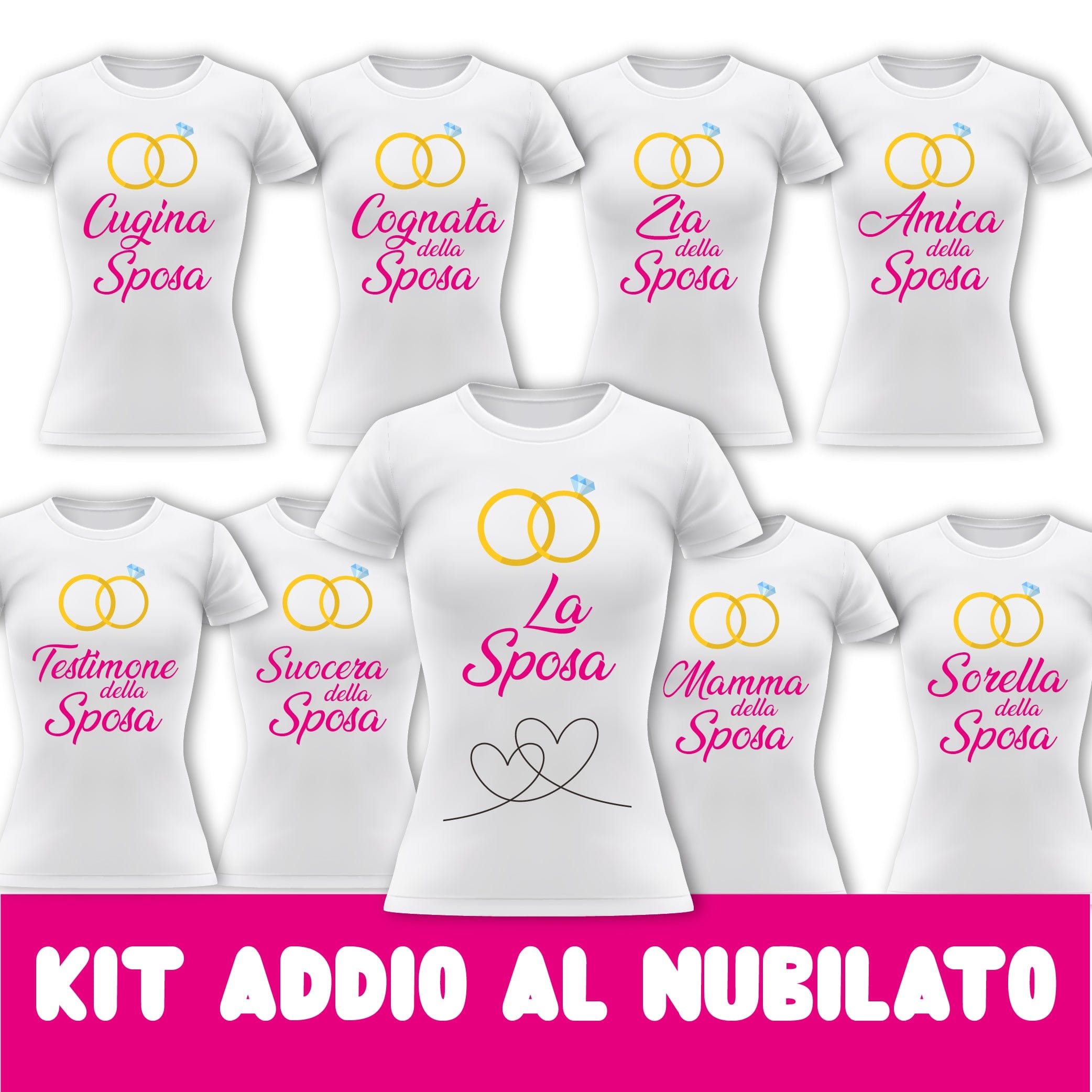 Pacchetto T-Shirt Addio al Nubilato Personalizzate Servizio Affiancamento  Sposa