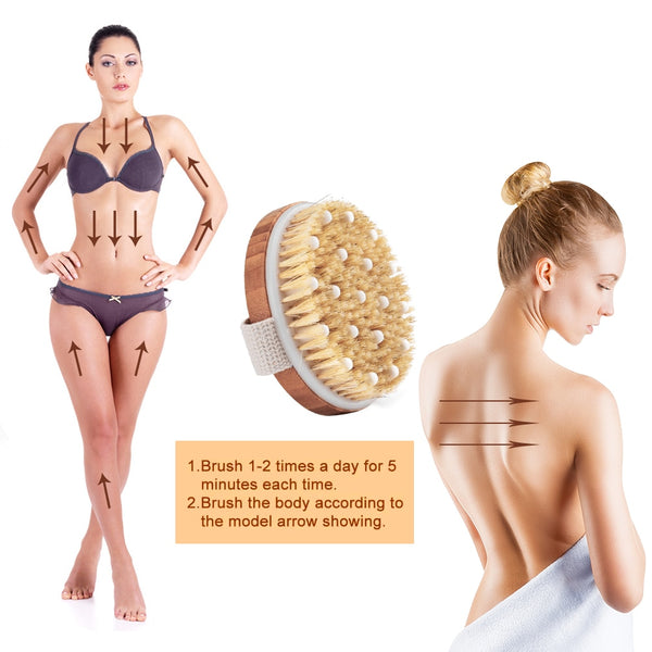 Handheld Natural bristles Bath brush Body Massage - Ecart