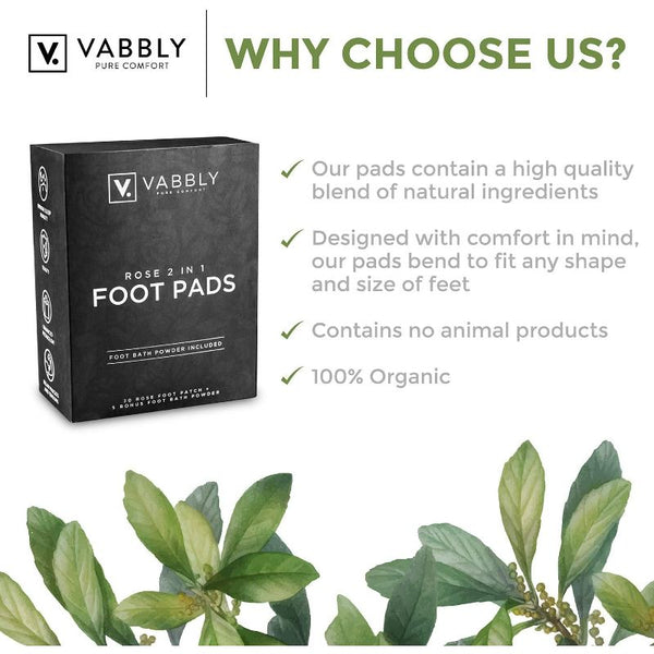 Vabbly Foot Sole Pads for Pain and Odor Relief - 20 Pack Plus 5 Bath Soak Satchels - Ecart