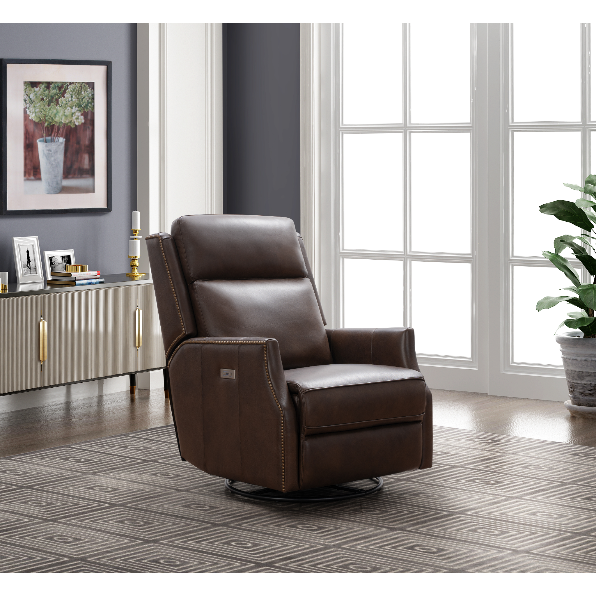 Barcalounger Cavill Swivel Glider Recliner w/Power Recline & Power Head Rest
