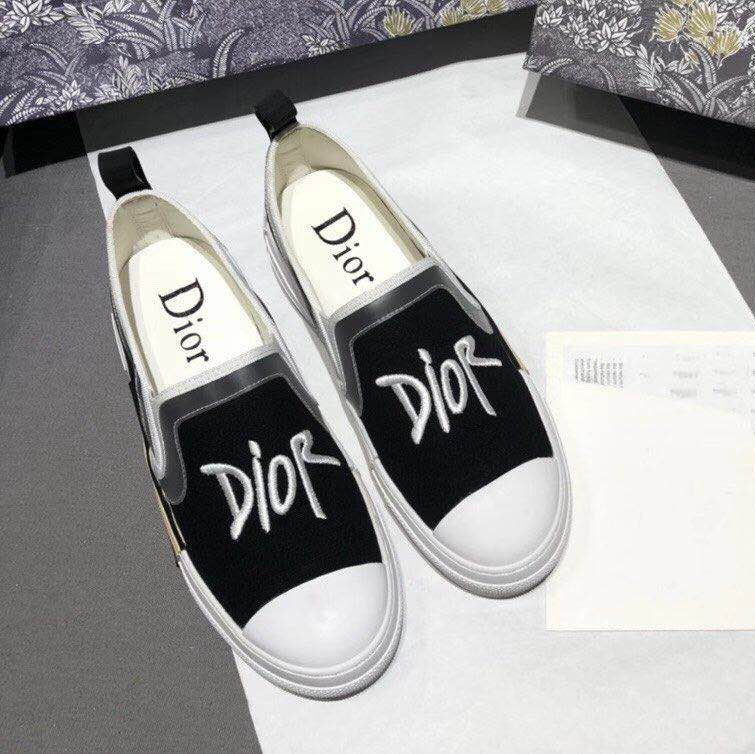 Dior CD Fashion Men's and Women's Sneakers Embroidered Letter Logo Casual Shoes