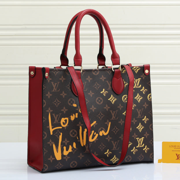 LV Louis Vuitton Fashion Graffiti Printed Ladies Handbag Shoulde