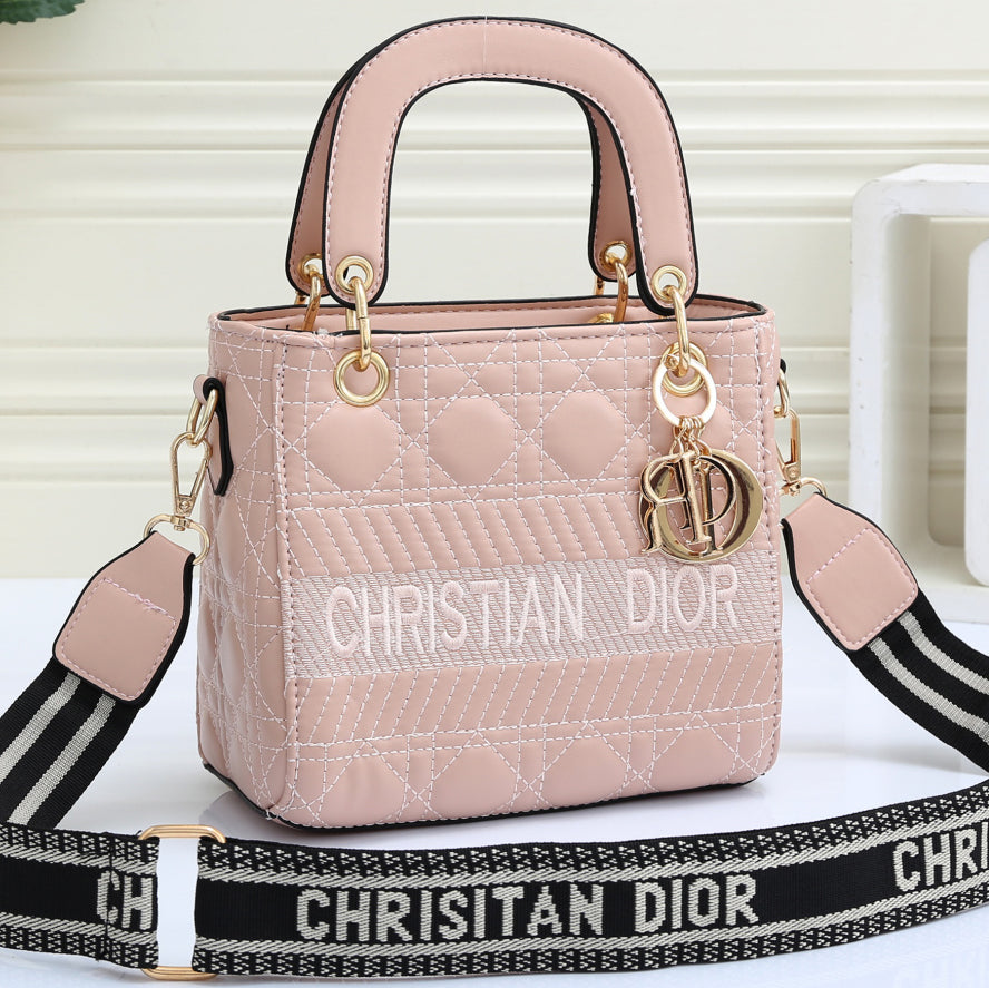 Christian Dior Solid Embroidered Letters Women's Shopping Tote Shoulder Bag Crossbody Bag