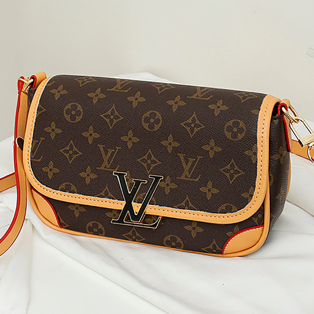 LV Louis Vuitton new stitching color plaid letter flap shoulder bag messenger bag