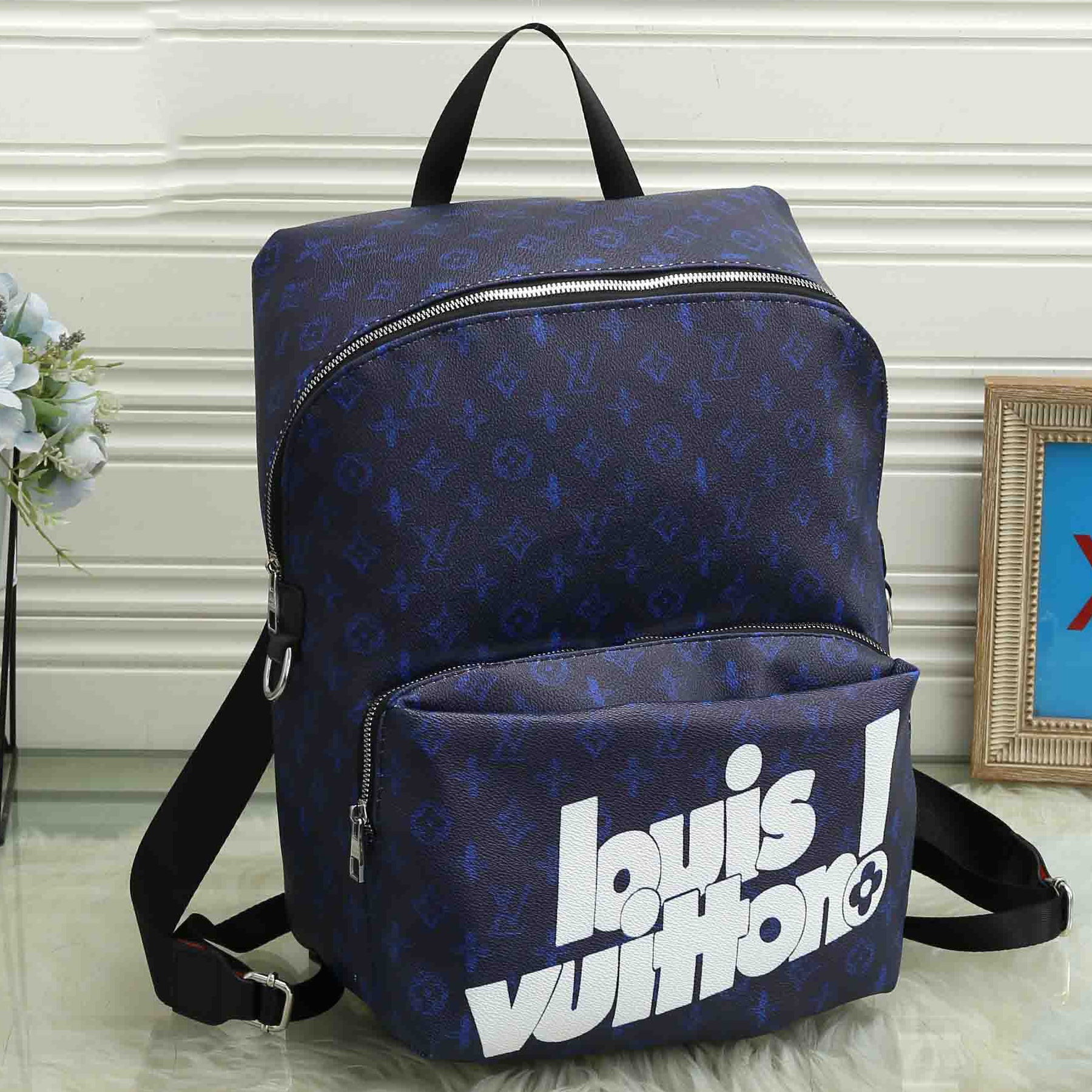 LV Louis Vuitton Fashion Ladies Graffiti Logo Letter Shoulder Bag Backpack School Bag