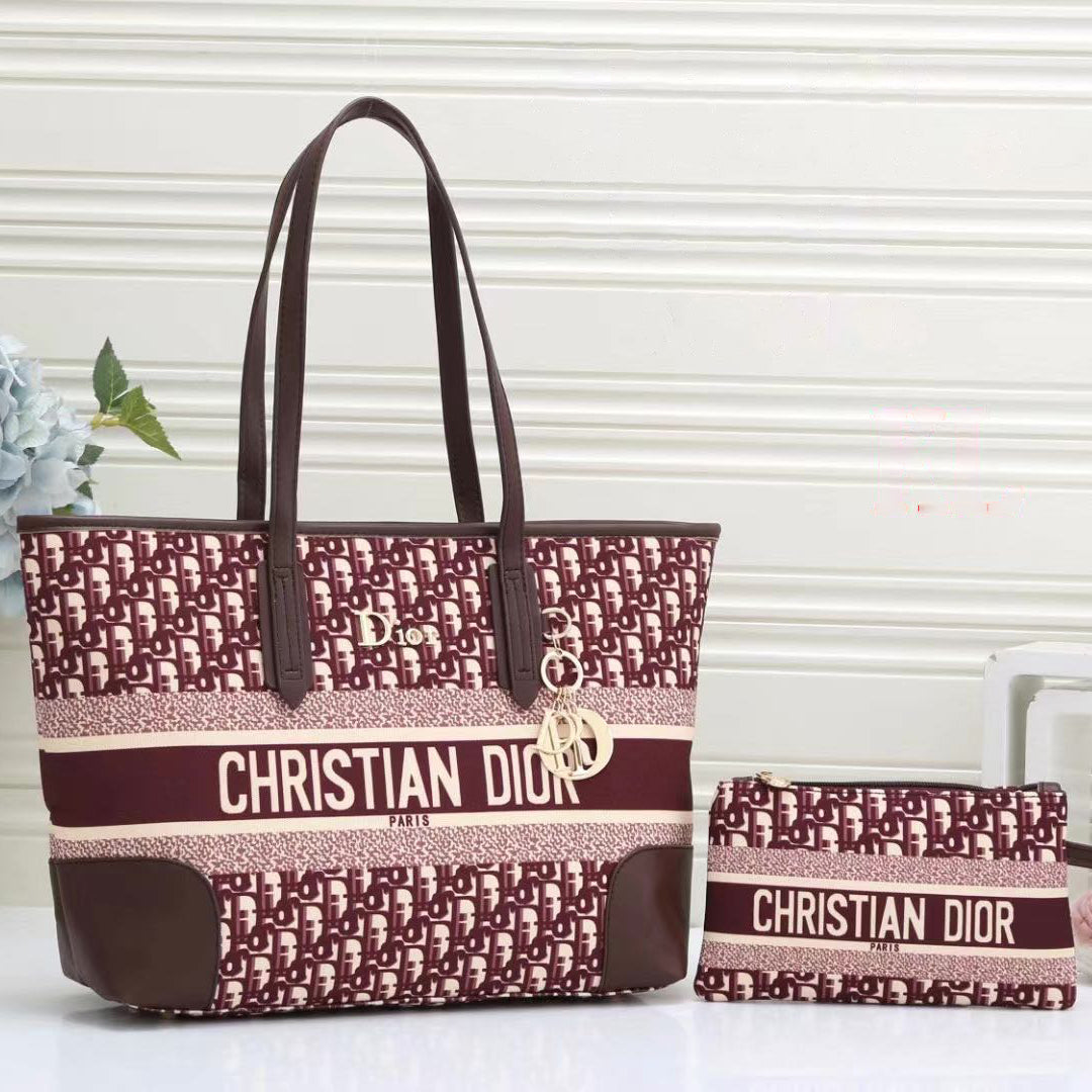 Christian Dior New Products Fully Printed Embroidered Letters Ladies Shopping Handbag Two-piece Shou