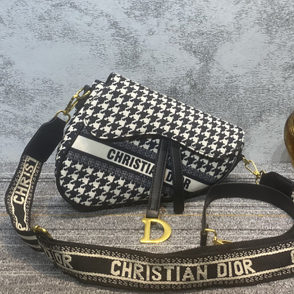 Christian Dior Hot Sale Canvas Embroidered Monogram Saddle Bag Shoulder Bag Crossbody Bag