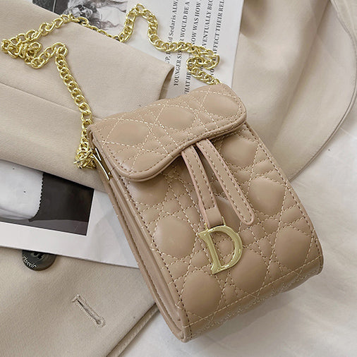 Christian Dior Solid Embossed Flap Small Phone Bag Shoulder Bag 