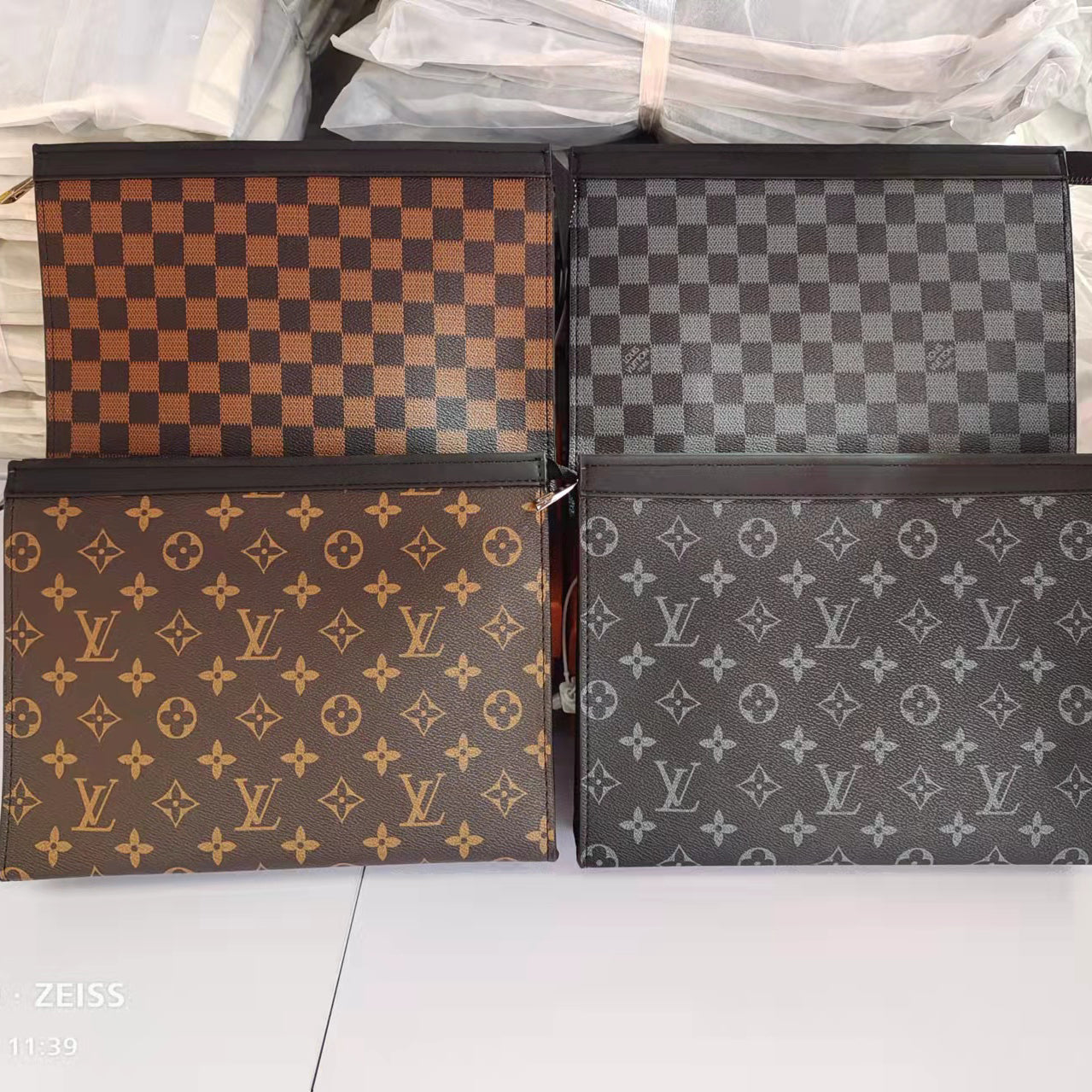 LV Louis Vuitton Letter Print Women Zip Cosmetic Bag Clutch Bag