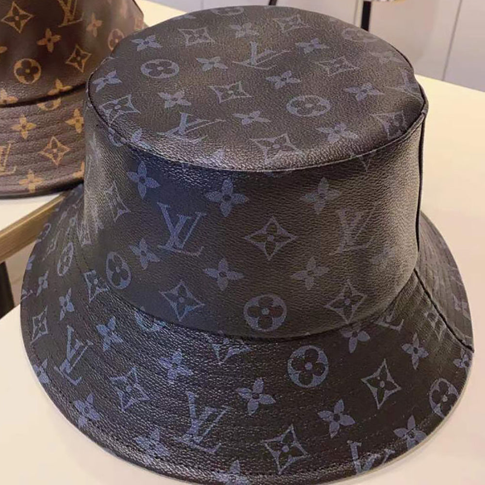 LV Louis Vuitton Leather Print Women's Men's Bucket Hat from humawes