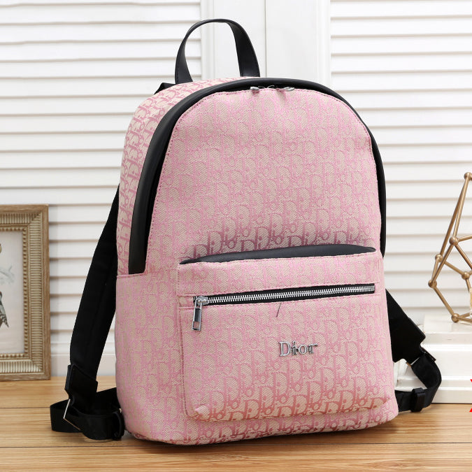 Dior CD Fashion Lady's Zipper School Bag Full Letter Backpac