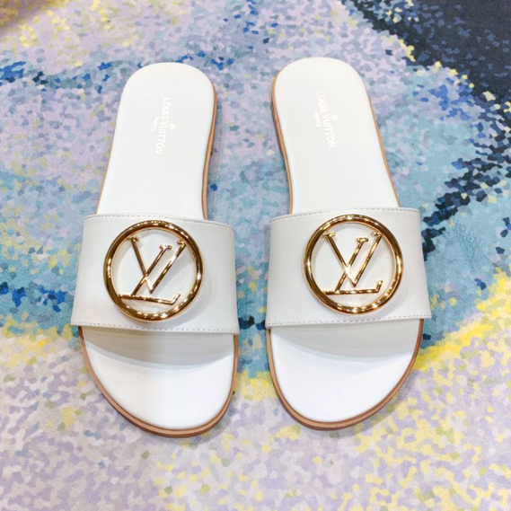 LV Louis Vuitton Shoes Fashion Ladies Metal Logo Slippers Sandal
