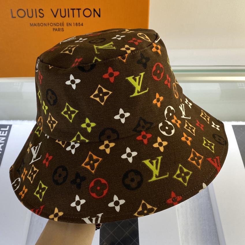 LV Louis Vuitton Leather Print Women's Men's Bucket Hat from humawes
