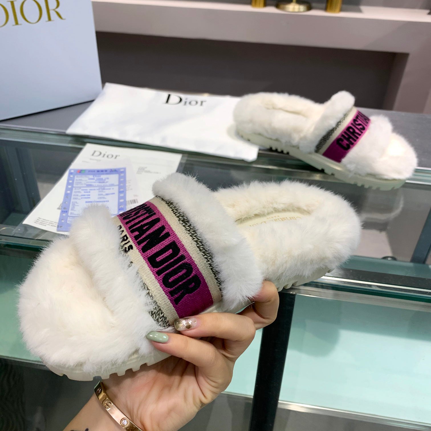 Dior Women's Plush Slippers Shoes
