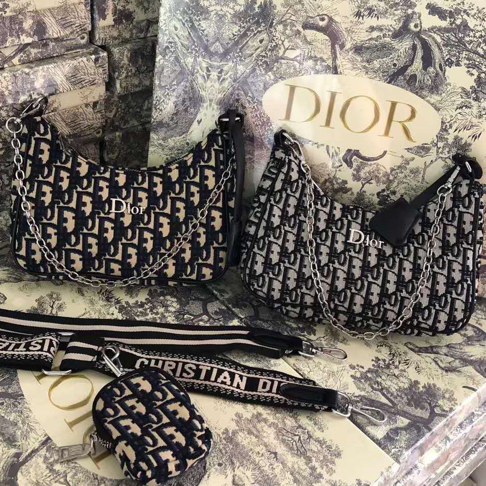 Christian Dior Canvas Embroidered Letter Two-Piece Set Underarm 