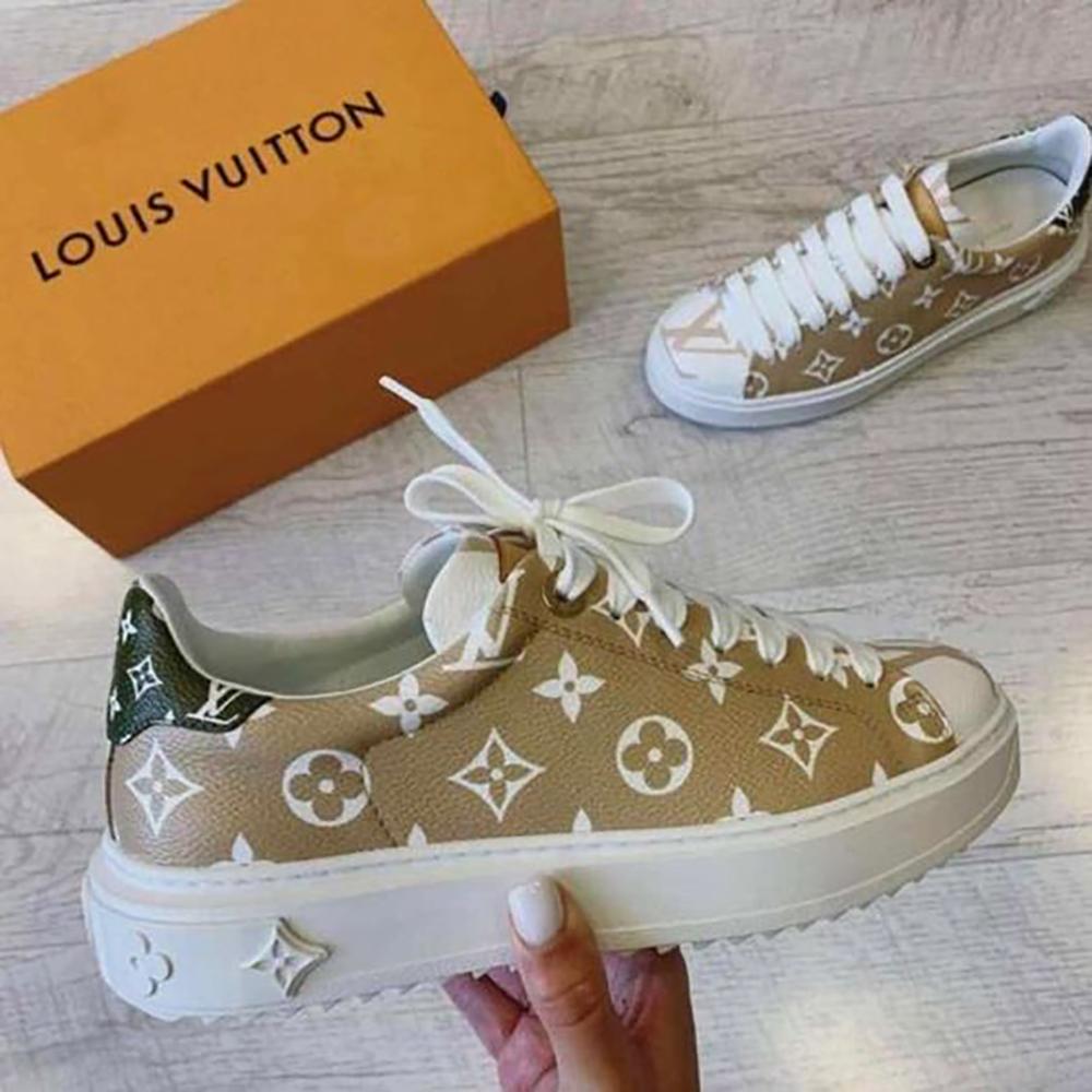 LV Louis vuitton time out stitching color letters ladies sneakers Shoes