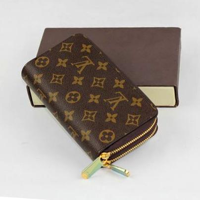 LV Louis Vuitton Fashion Men's and Women's Double Zipper Short Wallet Card Holder