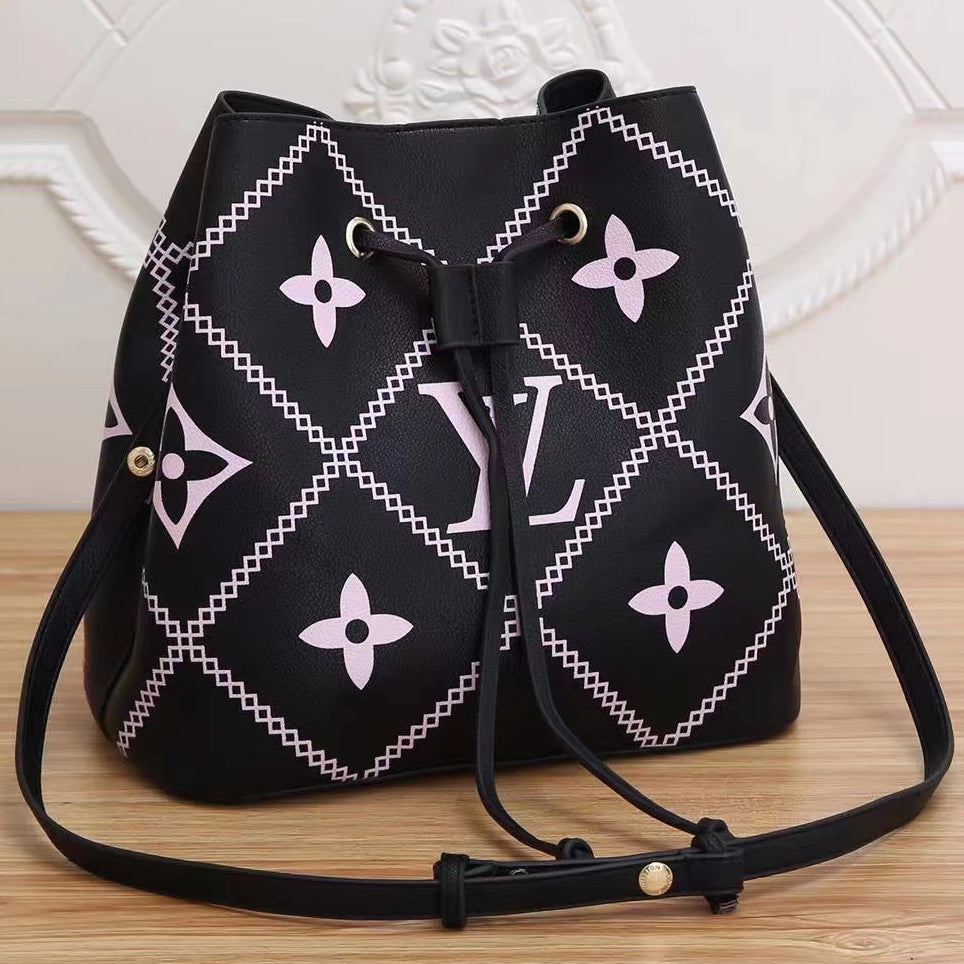 LV Louis Vuitton Women's Logo Print Drawstring Bucket Bag Shoulder Bag Crossbody Bag