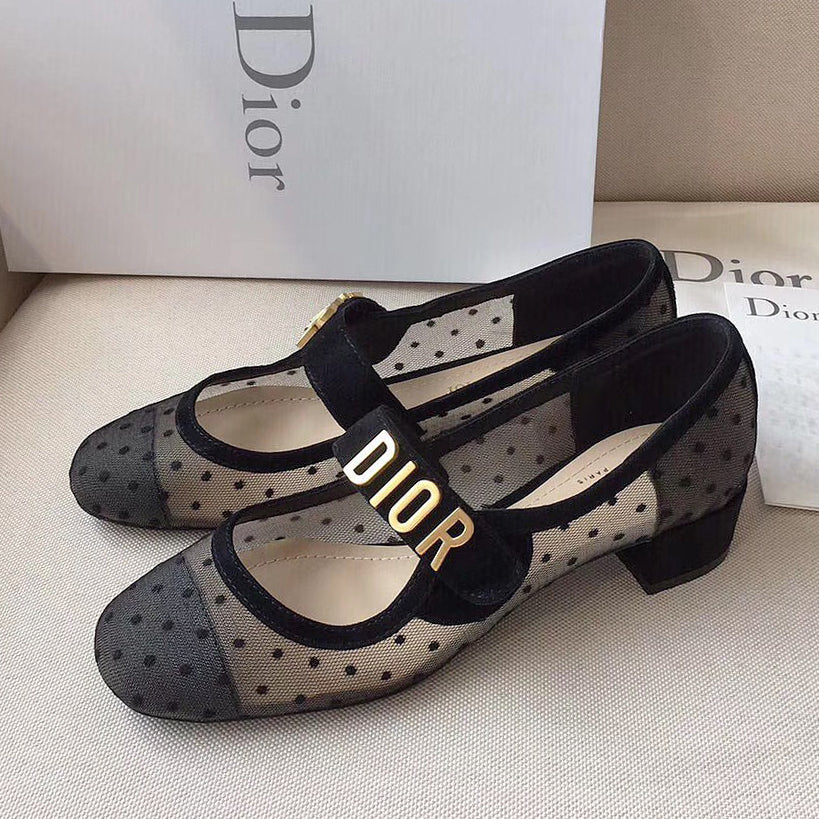 Dior CD catwalk Mary Jane doll shoes fashion ladies shoes mesh s