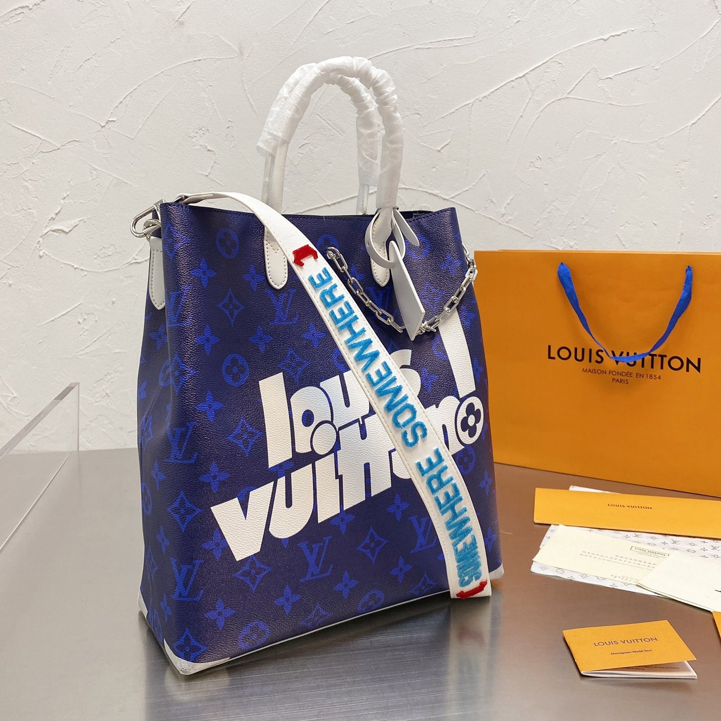 LV Louis Vuitton New Fashion Ladies Splicing Style Handbag Shoulder Messenger Bag