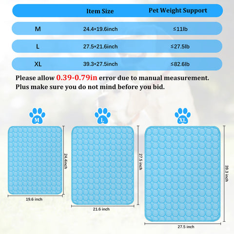 Cool Pet Pad Size Chart