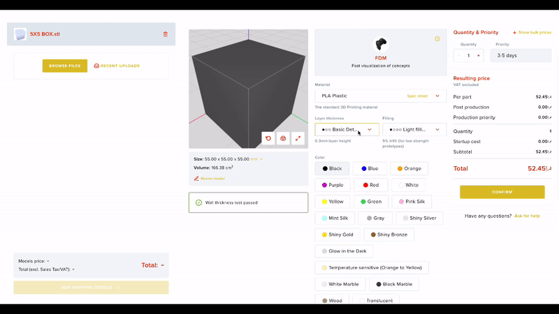 new z3d quoting tool for instant pricing
