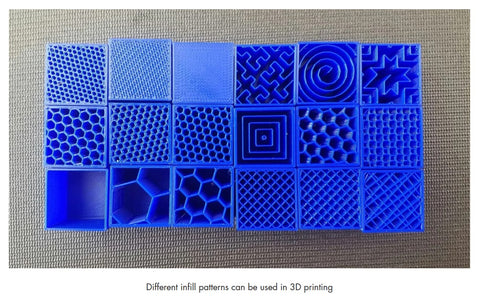 picture showing different 3d printing infill shapes