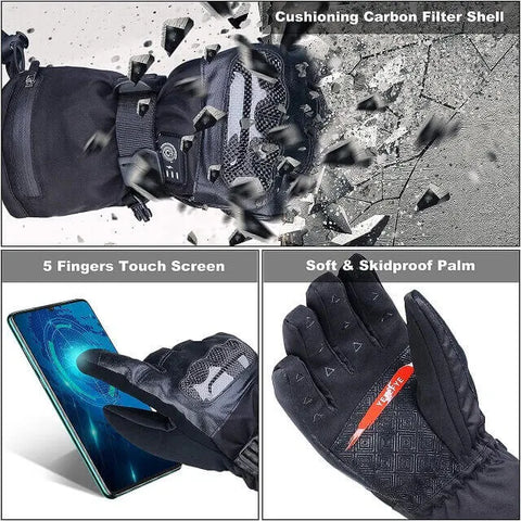 SHAALEK battery heated snowmobile gloves features