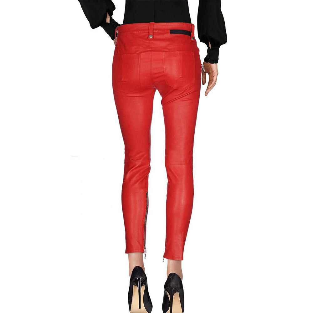 Women's Criss Cross Leather Pants - Vicky - KC Leather Co.