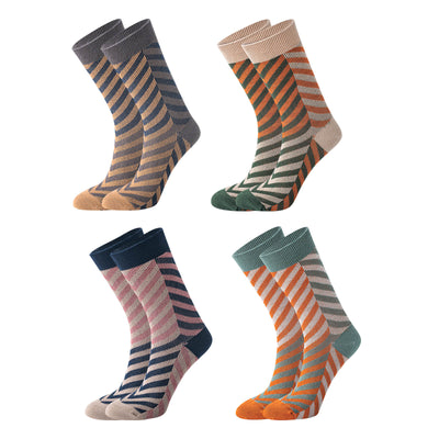 Striped Socks Mid-Calf Vertical Stripes Contrast Color Cotton