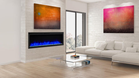 60 Allusion platinum recessed linear electric fireplace