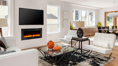 CAPO Building Specialties SimpliFire 40" Allusion Recessed Linear Electric Fireplace.