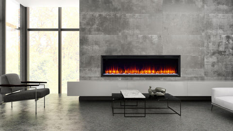 CAPO Building Specialties SimpliFire 72" Allusion Platinum Recessed Linear Electric Fireplace.