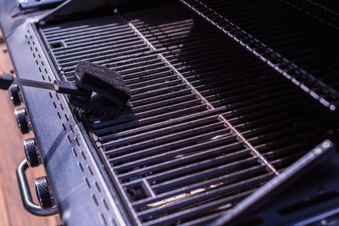 Cleaning BBQ grill for grilling meats