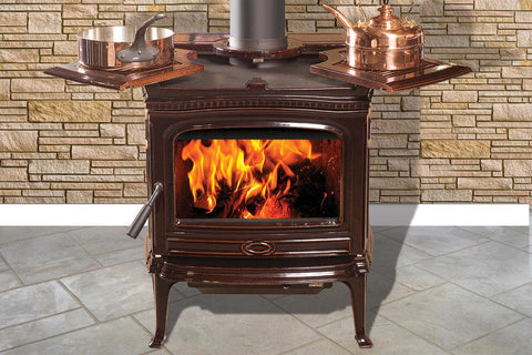 Close up of wood burning stove heating appliance