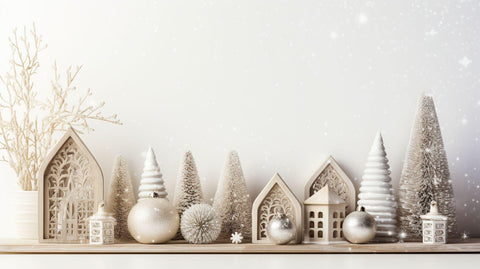 Cozy charm of winter New Year mantel decorating.