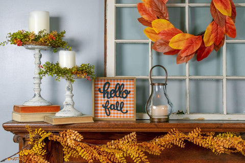 Cozy fall decorations on the mantel - cozy home decor