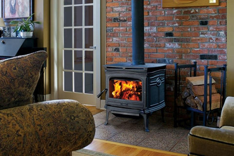 Image Of Square Cast Iron Woodburner Contemporary Log Wood Burning Stove  Fireplace Mantle With Orange Fire Flames Burning And Generating Heat To  Warm Up Room Instead Of Gas Boiler Central Heating Modern