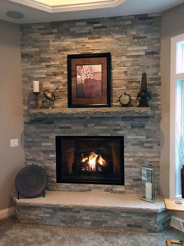 Magra Hearth CHISELED STONE SERIES - 6' CHISELED MANTEL in Grey.