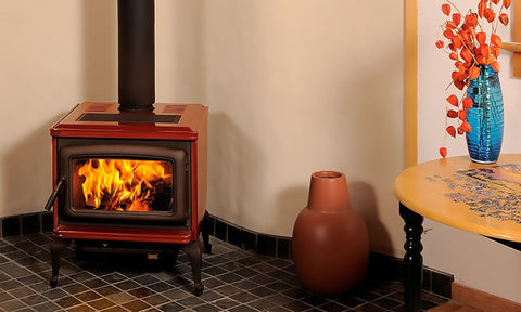 wood-burning stove and luxury interior