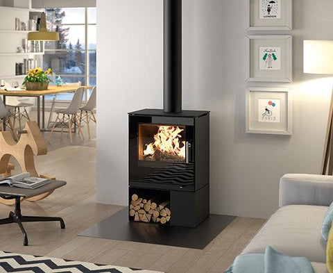 Q Tee-2 stove body with glass door in black