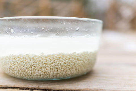 soaked rice grain