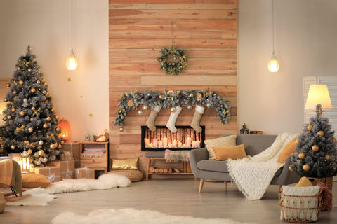 Stockings above the fireplace.